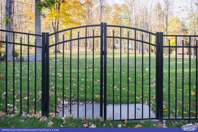 eastern ornamental aluminum fence accent gates shown in black
