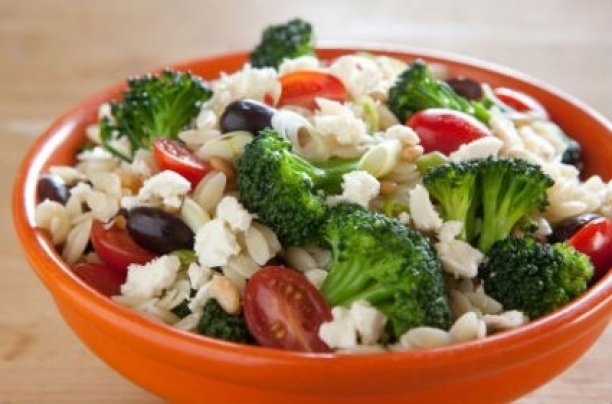 Warm Orzo Salad with Broccoli and Tomatoes