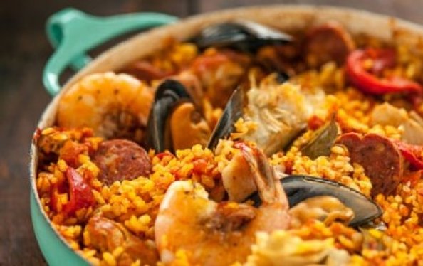 Spanish Paella with Chorizo, Chicken and Shrimp