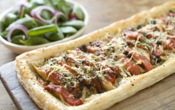 Chicken, Kalamata Olive and Roasted Red Pepper Tart