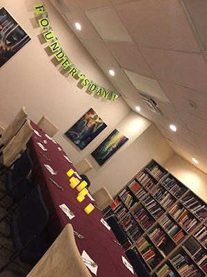 Bolchazy-Carducci conference room ready for Founder's Day luncheon