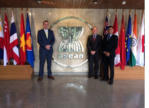 Nankivell, Lynch and Ryan at ASEAN headquarters.