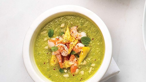 Pineapple-Cucumber Gazpacho with Shrimp