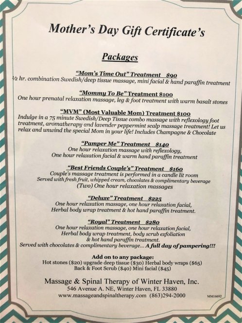 Mothers Day 2020 Massage And Spinal Therapy Of Winter Haven
