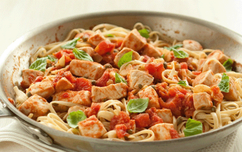 swordfish with pasta and Cappers