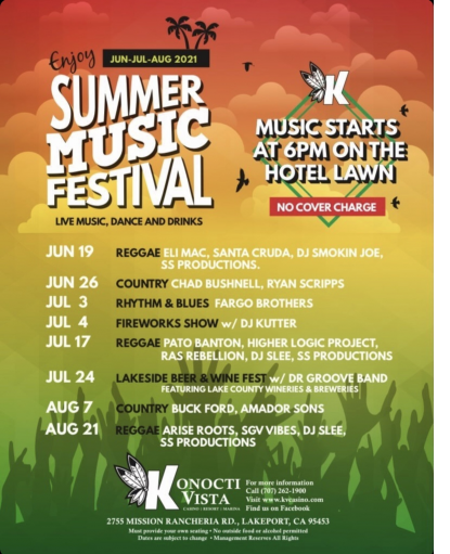 Summer Music Series Konocti Vista Lakeport, CA - Reggae Festival Guide ...