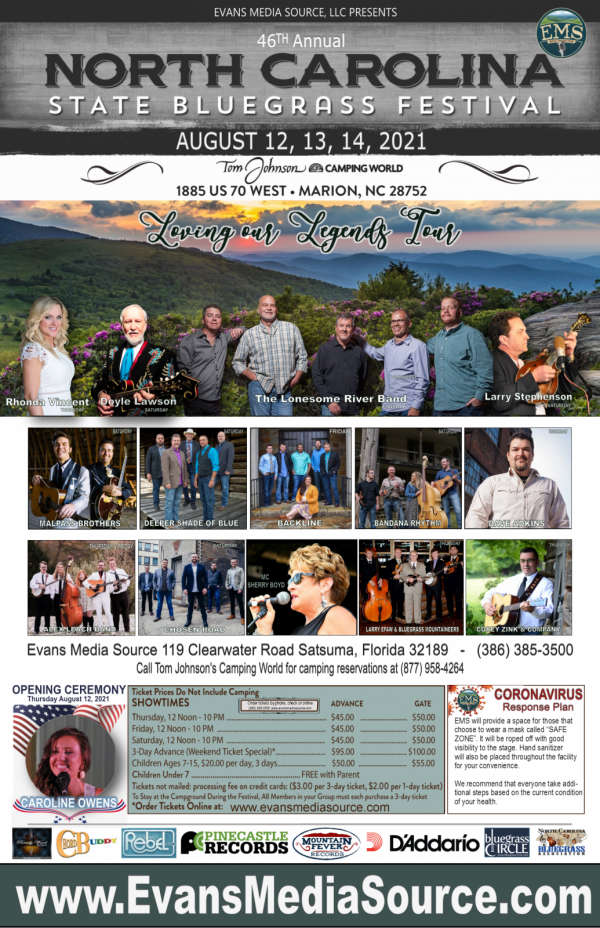 North Carolina State Bluegrass Festival Update Evans Media Source