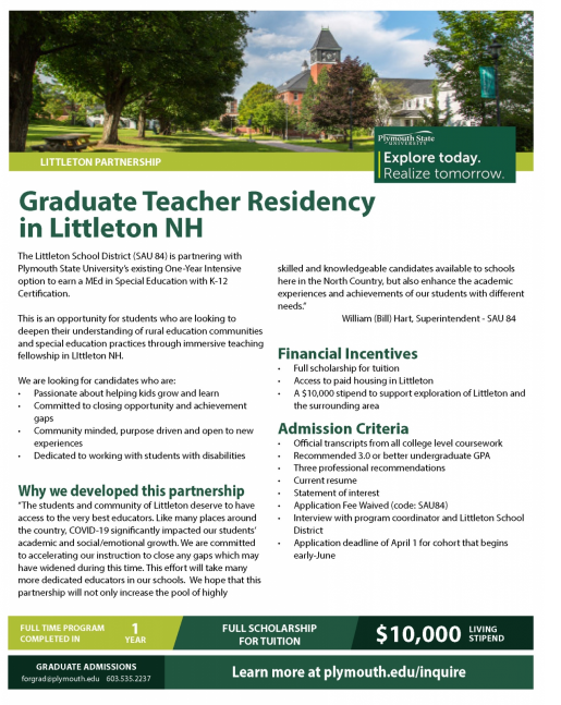 Littleton MEd in Special Education Residency Flyer