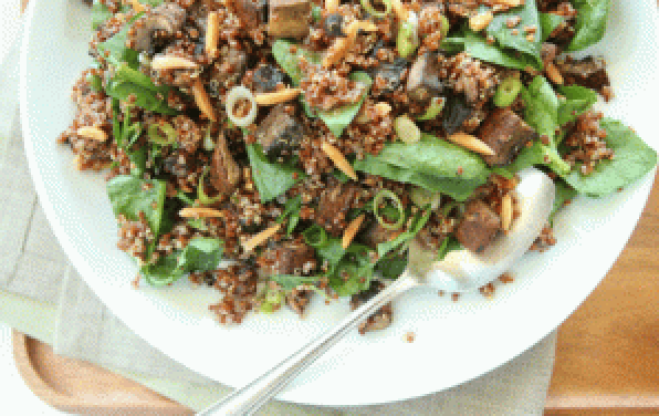 quinoa with balsamic roasted mushrooms