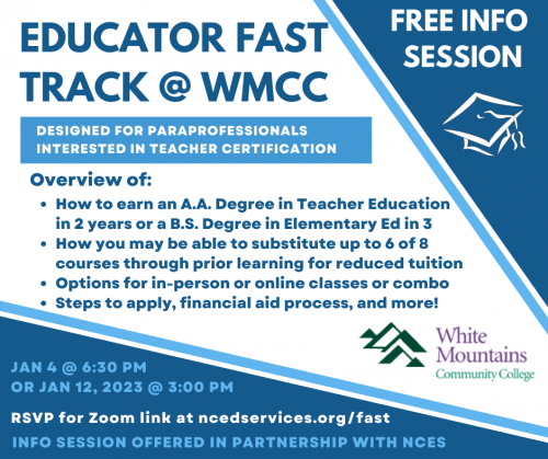 Register for info session on educator fast track