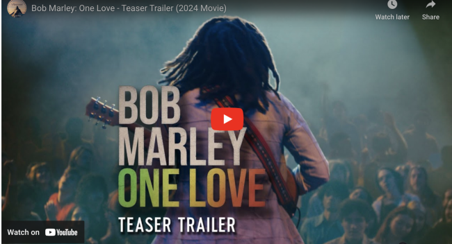 Bob Marley One Love Biopic teaser trailer