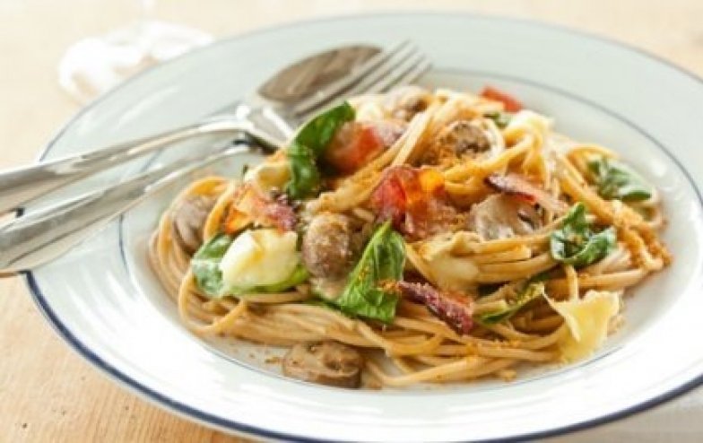 Pasta with Mushrooms, Spinach and Mt. Tam Cheese